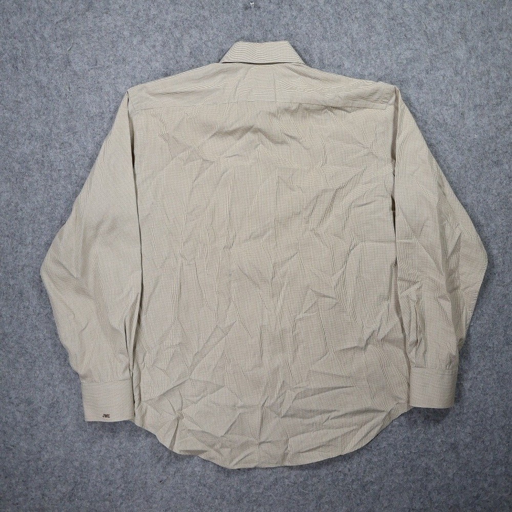 Tailorbyrd Button Up Shirt Mens L Tan Excellent Gingham Long Sleeve 100% Cotton - Picture 3 of 7